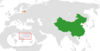 Location map for China and Latvia.