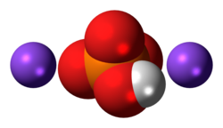 Ball-and-stick model of the component ions of disodium phosphate