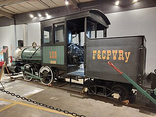 Forney locomotive No. 108 on display inside the museum