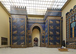 Mesopotamian architecture: Reconstruction of the Ishtar Gate in the Pergamon Museum (Berlin, Germany), c. 575 BC