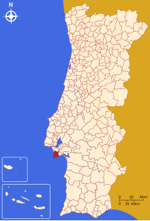 Localização do concelho de Sesimbra no mapa de Portugal.