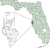 Location of Indian Shores in Pinellas County, Florida