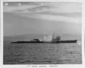 First launching on February 12, 1947, off Point Mugu, California, from USS Cusk (SS-348) of a LTV-N-2 Loon missile, a US copy of the German V-1 flying bomb