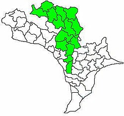 Mandals in Nuzvid revenue division (in green) of Krishna district
