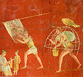 Image 41Workers at a cloth-processing shop, in a painting from the fullonica of Veranius Hypsaeus in Pompeii (from Roman Empire)