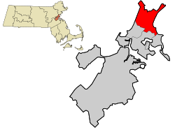 Location in Suffolk County and the state of Massachusetts