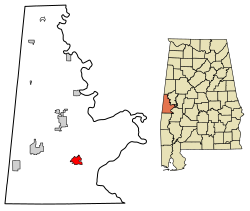 Location of Bellamy in Sumter County, Alabama.