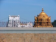 The golden gopuram of the Venkateshwara temple of Tirumala Tirupati