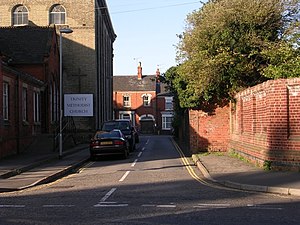 Vestry Lane, which runs to the east of the building