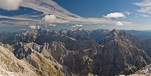 הפארק הלאומי טריגלב, הכולל את רוב רכס האלפים היוליאניים בתחומי סלובניה.