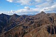 立岩から浅間山（中央奥）と荒船山（右手前）