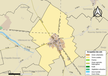 Carte des infrastructures et de l'occupation des sols de la commune en 2018 (CLC).