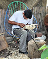 Carving Alebrijes from Copal wood in Arrazola, Oaxaca, Mexico.