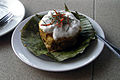 Amok, a popular Khmer dish steamed in a banana leaf