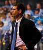 Butler coach Brad Stevens watch from the sidelines during a 2008 game