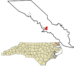 Location in Camden County and the state of North Carolina