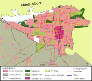 Carte de Téhéran en 1996.