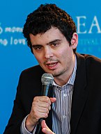 Damien Chazelle promoting Whiplash at the Deauville American Film Festival in France, September 2014