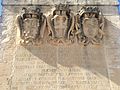 Coat of arms of Perellós, the Order of St. John and the Langue of France above an inscription commemorating the construction of Dellia Battery