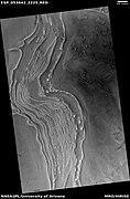 Ice layers in crater, as seen by HiRISE under HiWish program