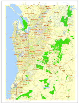 Map of Adelaide, Australia, printable and editable