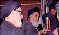 Ayatollah Khomeini before a speech at Alavi school