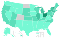 Percentage of vote received by Kasich by state or territory.