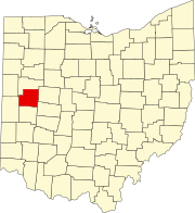 シェルビー郡の位置を示したオハイオ州の地図