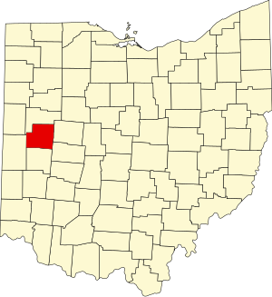 Map of Ohio highlighting Shelby County