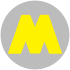 A yellow "M" over a grey circle.