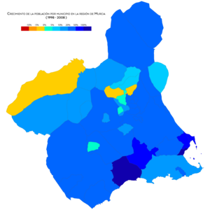 Crecimiento de la población por municipio entre 1998 y 2008