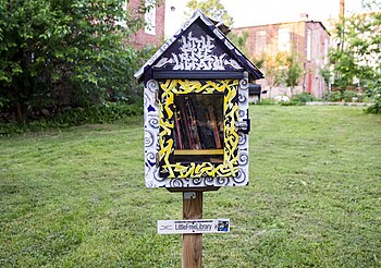 A Little Free Library for exchanging books and other literary materials.