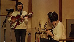 Logan (left) and Justin Baren recording