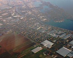 Aerial photo with a view of Rijsenhout and the Westeinderplassen