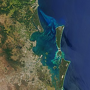 Moreton Bay, by NASA Earth Observatory/Joshua Stevens