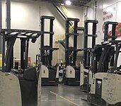 Reach forklifts at a Target distribution center.
