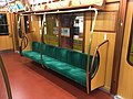 Bench seating inside set 1139 in May 2017, with special retro-style interior