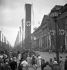Displaying German symbols and Nazi swastika
