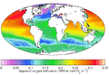 WOA 2009 apparent oxygen utilisation at 1000 m depth