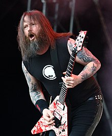 Holt performing with Slayer in 2014