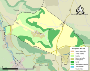 Carte en couleurs présentant l'occupation des sols.