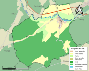 Carte en couleurs présentant l'occupation des sols.