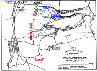 old map showing troop positions in a battle.