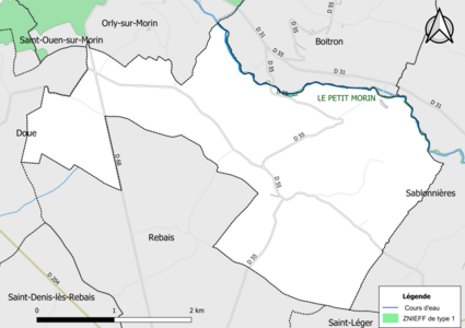 Carte des ZNIEFF de type 1 de la commune.