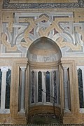 Polychrome marble mosaic work on the mihrab of the Al-Firdaws Madrasa in Aleppo (13th century, Ayyubid period)