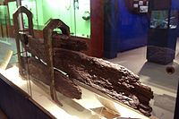 Parts of Bounty's rudder, recovered from Pitcairn Island and preserved in a Fiji museum