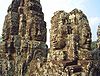 Face towers on the upper terrace of Bayon in Angkor.