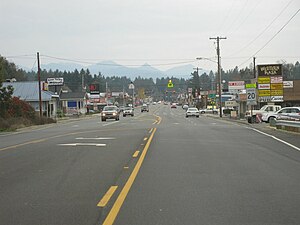 Driving into town from the north