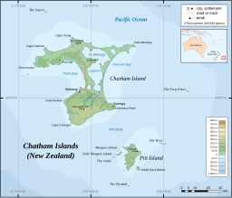 Location of Lake Te Wapu in the Chatham Islands