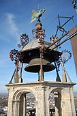 Weather vane in the shape of a pelican and bell on the roof of the Cathedral Saint-Étienne of Bourges (France)